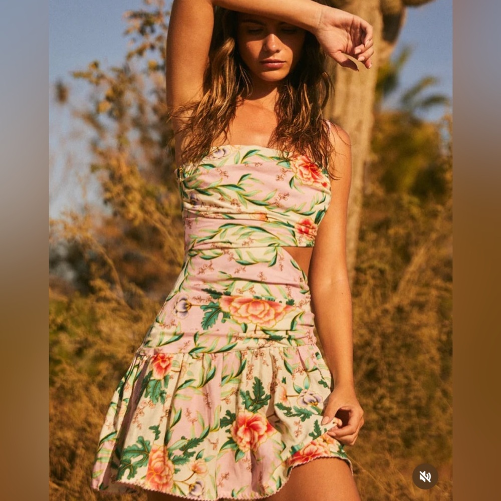 Agua Bendita Cade Korin Short Floral Dress Size L